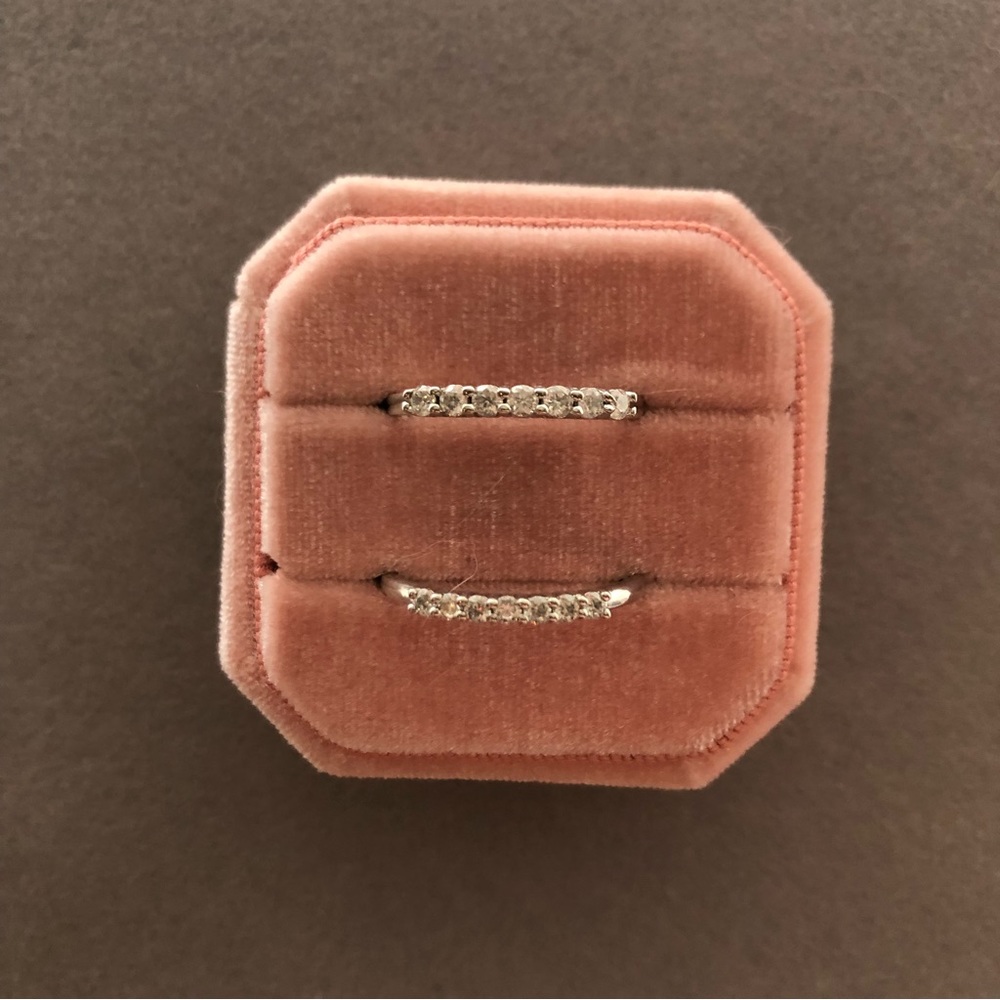 7 Stone Moissanite & 925 Silver Rings (set of 2)